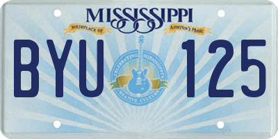 MS license plate BYU125