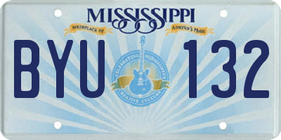 MS license plate BYU132