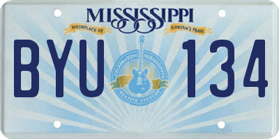 MS license plate BYU134