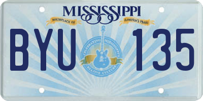 MS license plate BYU135