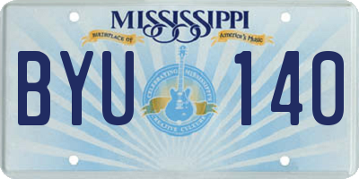 MS license plate BYU140