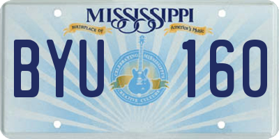 MS license plate BYU160