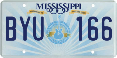 MS license plate BYU166