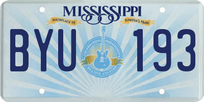 MS license plate BYU193