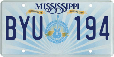 MS license plate BYU194