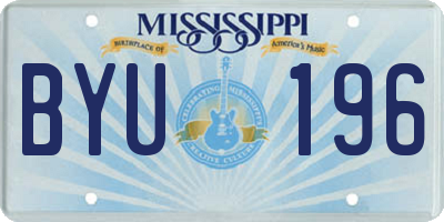 MS license plate BYU196