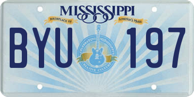 MS license plate BYU197