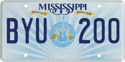 MS license plate BYU200