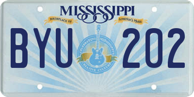 MS license plate BYU202