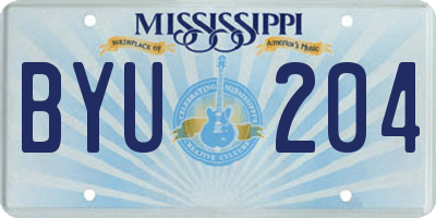 MS license plate BYU204