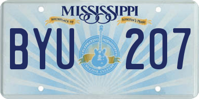 MS license plate BYU207