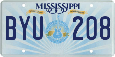 MS license plate BYU208