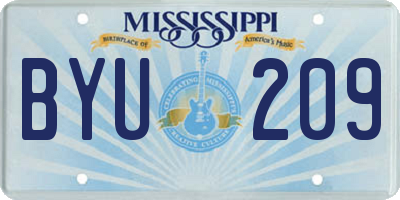 MS license plate BYU209
