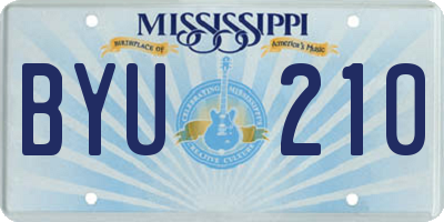 MS license plate BYU210