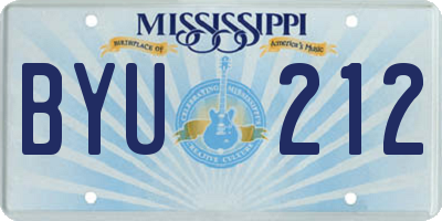 MS license plate BYU212