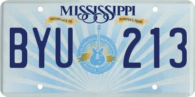 MS license plate BYU213
