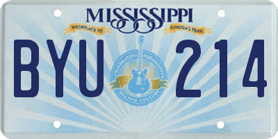 MS license plate BYU214