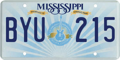 MS license plate BYU215