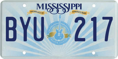 MS license plate BYU217