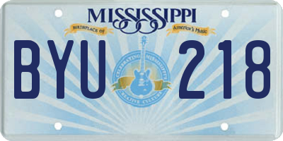 MS license plate BYU218