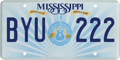 MS license plate BYU222