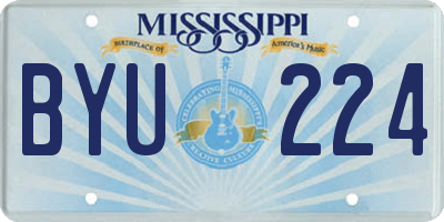 MS license plate BYU224