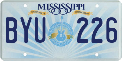 MS license plate BYU226