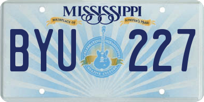 MS license plate BYU227