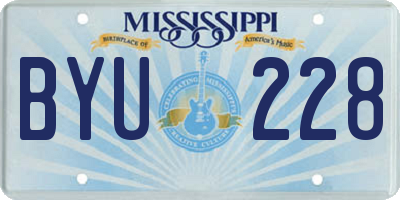 MS license plate BYU228