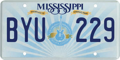 MS license plate BYU229