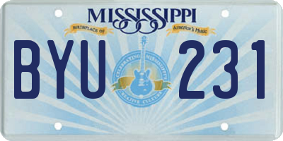 MS license plate BYU231