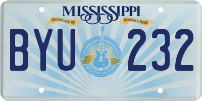 MS license plate BYU232