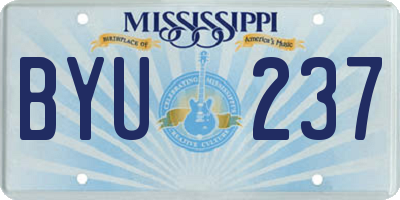 MS license plate BYU237