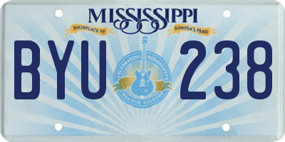 MS license plate BYU238