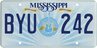 MS license plate BYU242