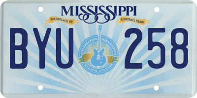 MS license plate BYU258