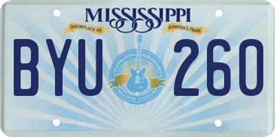 MS license plate BYU260