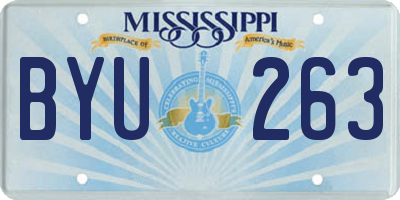 MS license plate BYU263