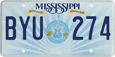 MS license plate BYU274