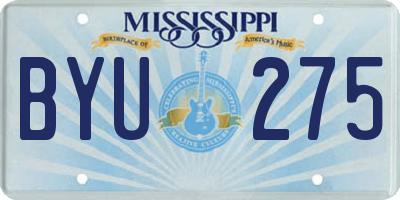 MS license plate BYU275