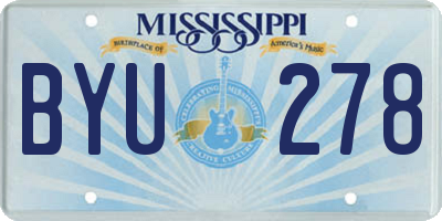 MS license plate BYU278