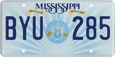 MS license plate BYU285