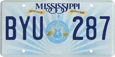 MS license plate BYU287