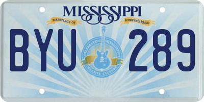 MS license plate BYU289