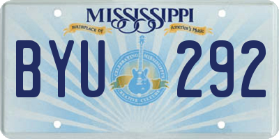 MS license plate BYU292