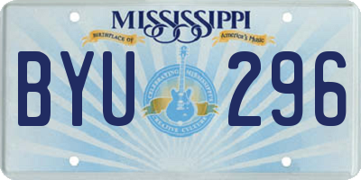 MS license plate BYU296