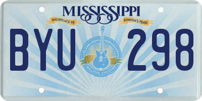 MS license plate BYU298
