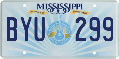 MS license plate BYU299