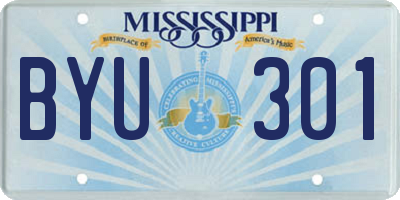 MS license plate BYU301