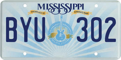 MS license plate BYU302